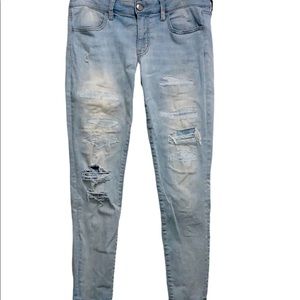 ✨American Eagle super stretch distressed jeggings jeans AE
